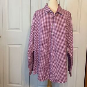 Egara Non Iron Slim Fit Plaid‎ Button Down Shirt Egyptian Cotton 34-35 18 1/2